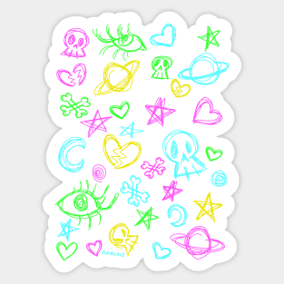 Neon Scribbles Sticker